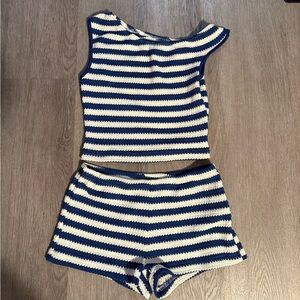 SHEIN Blue and White Knit Set